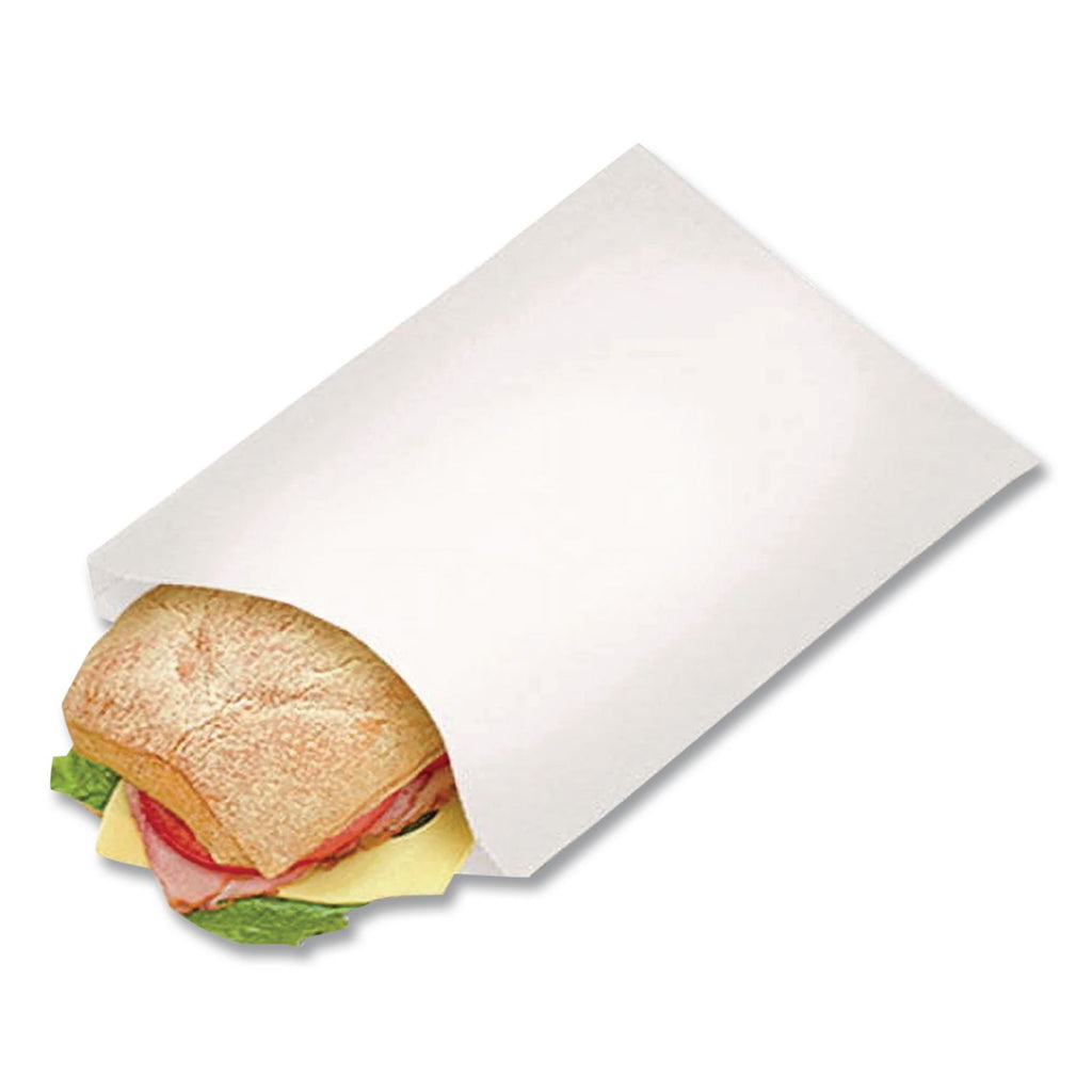 Grease-Resistant Single-Serve Bags, 6" x 6.5", White, 2,000/Carton