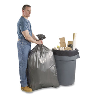 Can Liners, 45 gal, 1.55 mil, 39" x 46", Gray, 10 Bags/Roll, 5 Rolls/Carton