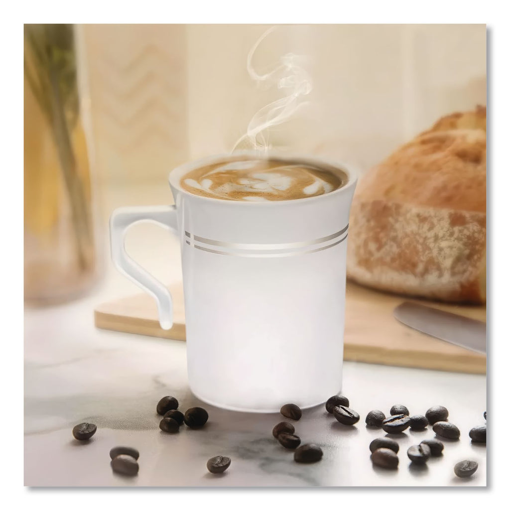 Classicware Plastic Coffee Mugs, 8 oz, White, 8 Pack, 24 Packs/Carton