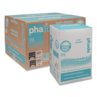 Marine Biodegradable Straws, 7.75", PHA, Ocean Blue, Wrapped, 375/Box, 10 Boxes/Carton