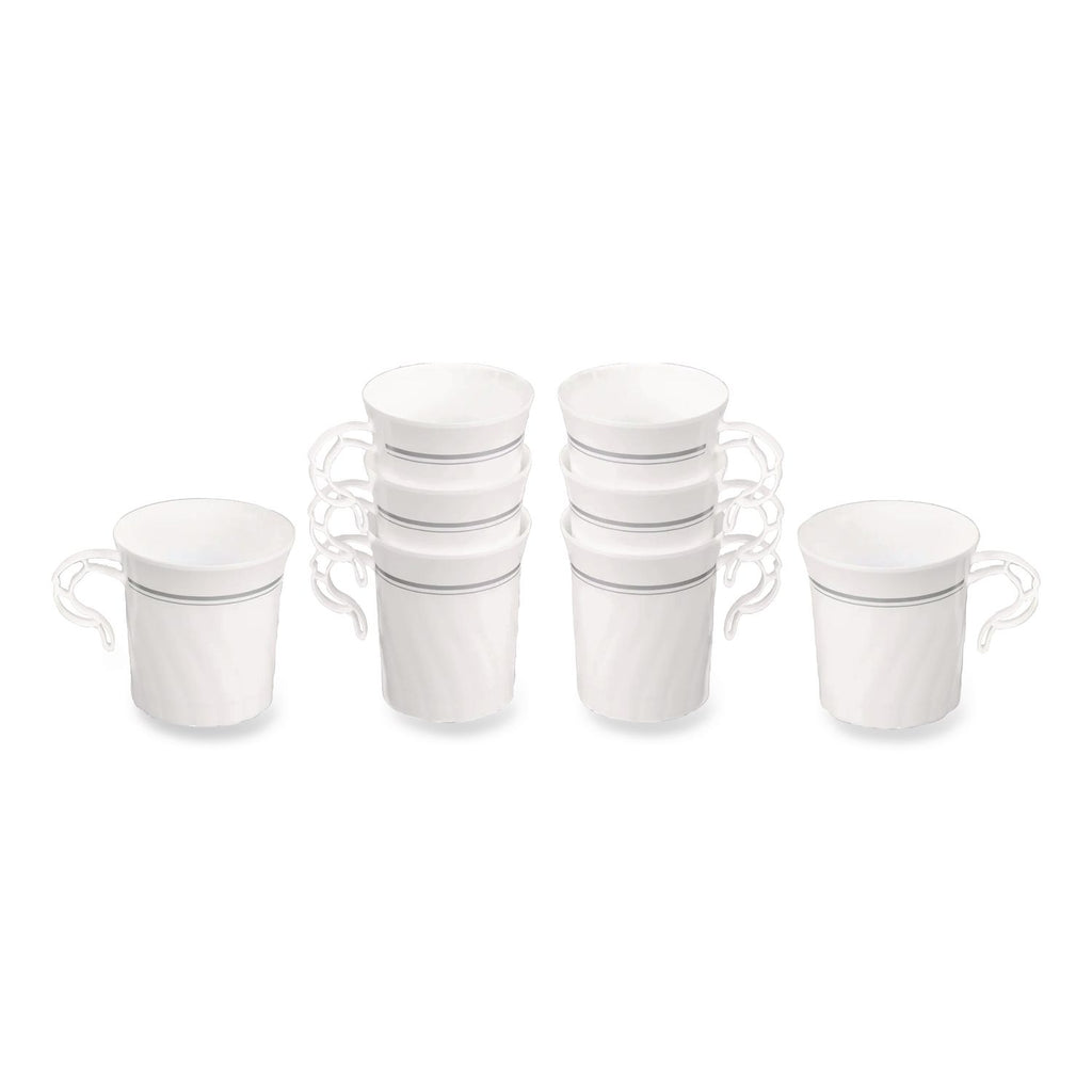 Classicware Plastic Coffee Mugs, 8 oz, White, 8 Pack, 24 Packs/Carton