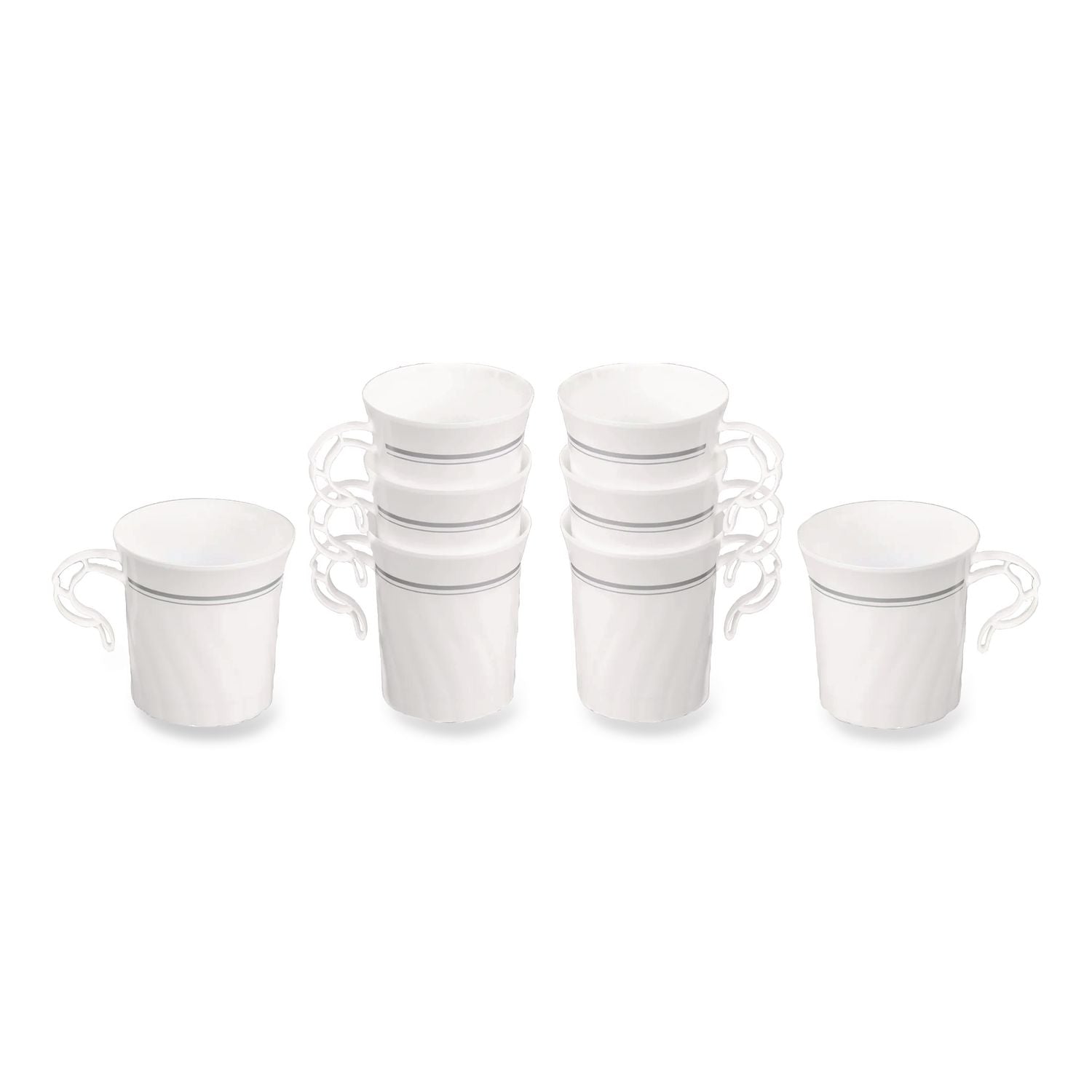Classicware Plastic Coffee Mugs, 8 oz, White, 8 Pack, 24 Packs/Carton