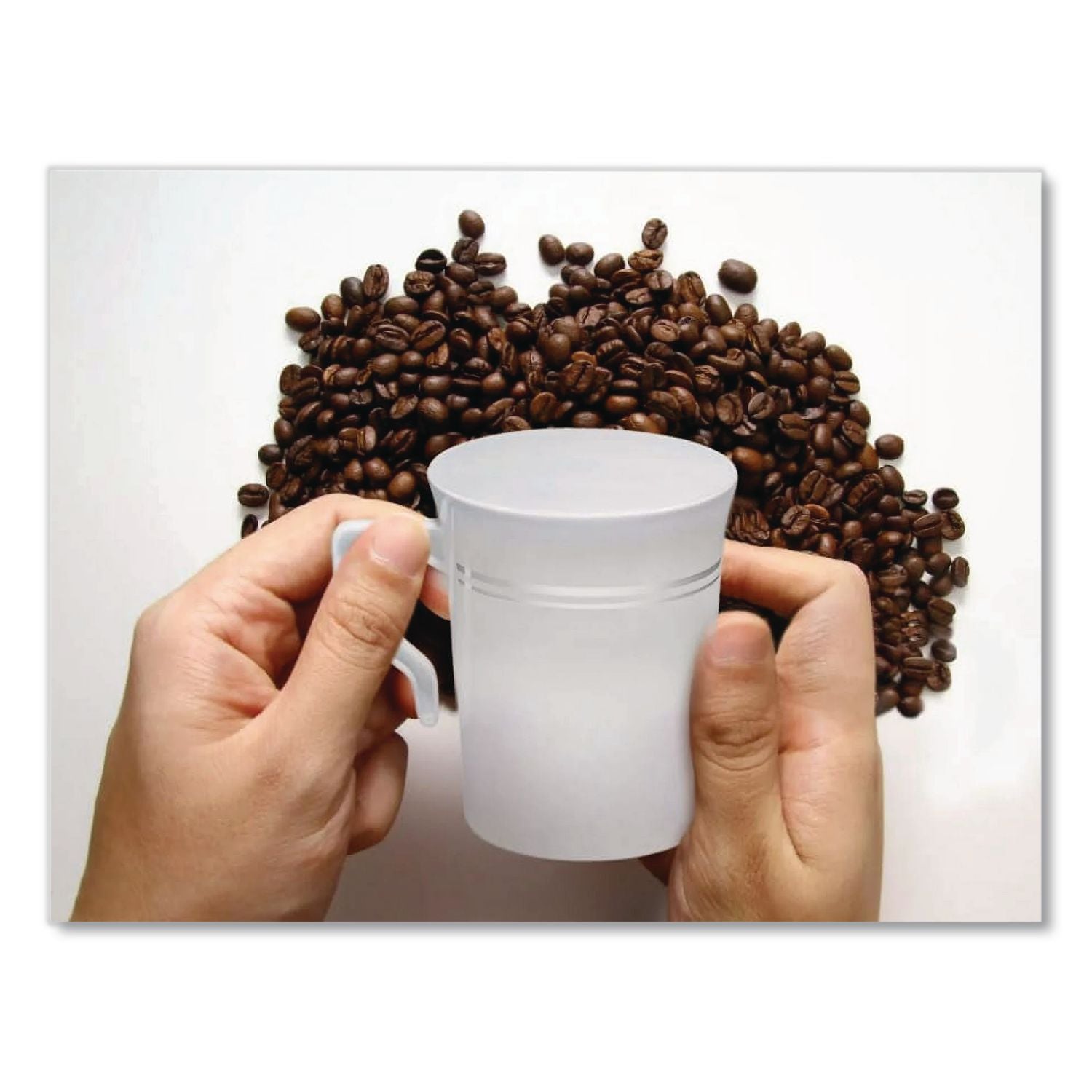 Classicware Plastic Coffee Mugs, 8 oz, White, 8 Pack, 24 Packs/Carton
