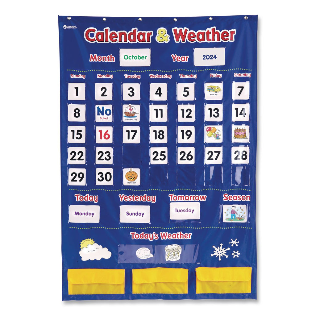Learning Resources Calendar/Weather Pocket Chart - Theme/Subject: Learning - Skill Learning: Weather, Holiday, Day, Month, Celebration, Season, Week, Calendar - 3-6 Year - 1 Each