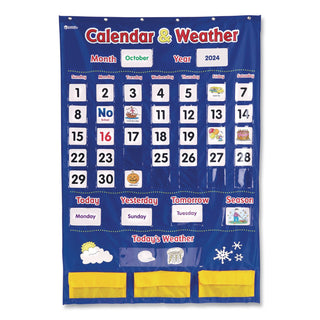 Learning Resources Calendar/Weather Pocket Chart - Theme/Subject: Learning - Skill Learning: Weather, Holiday, Day, Month, Celebration, Season, Week, Calendar - 3-6 Year - 1 Each