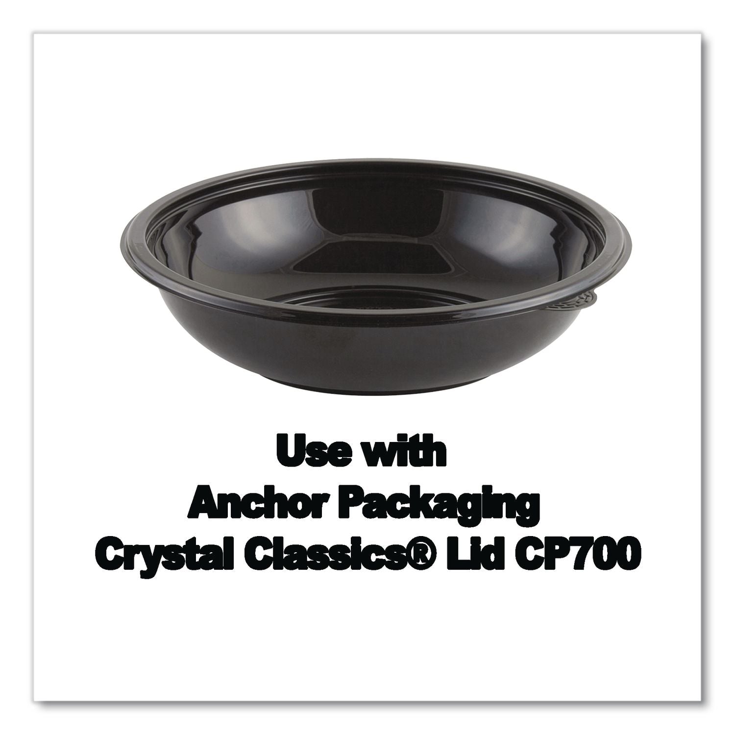 Crystal Classics Bowl, 32 oz, 8.5" Diameter, 2.14"h, Black, Plastic, 300/Carton