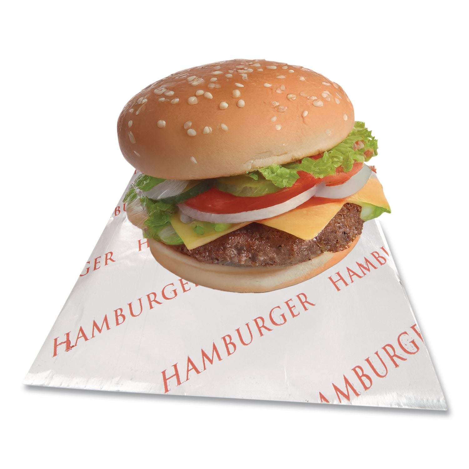Foil Single-Serve Bags, 6" x 6.5", Silver, Hamburger Design, 1,000/Carton