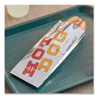 Foil Single-Serve Bags, 3.5" x 8.5", Silver/"Hot Dog" Design, 1,000/Carton