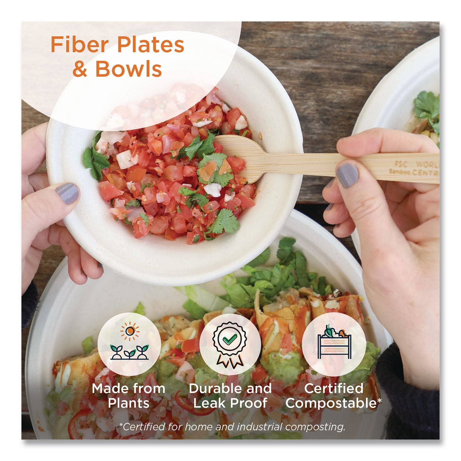 Fiber Plates, 12" Oval, Natural, 500/Carton