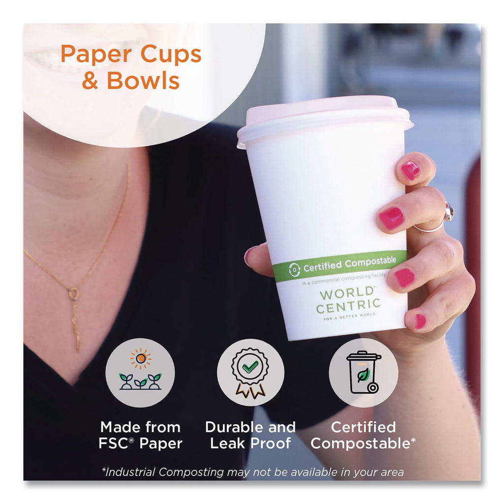 Paper Hot Cups, 12 oz, White, 1,000/Carton