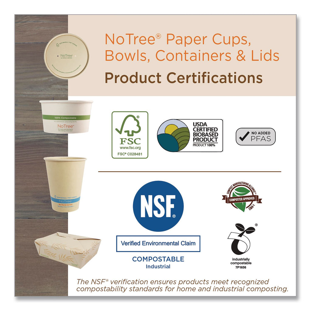 NoTree Paper Hot Cups, 4 oz, Natural, 1,000/Carton