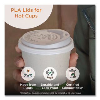 PLA Lids for Hot Cups, Fits 10 oz to 20 oz Cups, White, 1,000/Carton