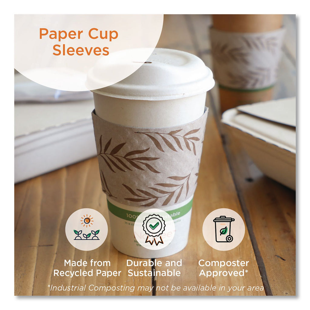 Hot Cup Sleeves, Fits 10, 12, 16, 20 oz Cups, Natural, 1,000/Carton