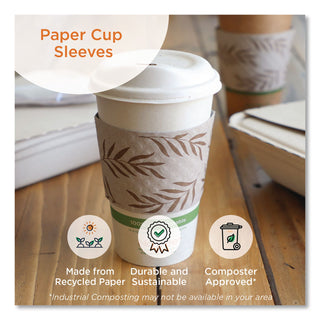Hot Cup Sleeves, Fits 10, 12, 16, 20 oz Cups, Natural, 1,000/Carton