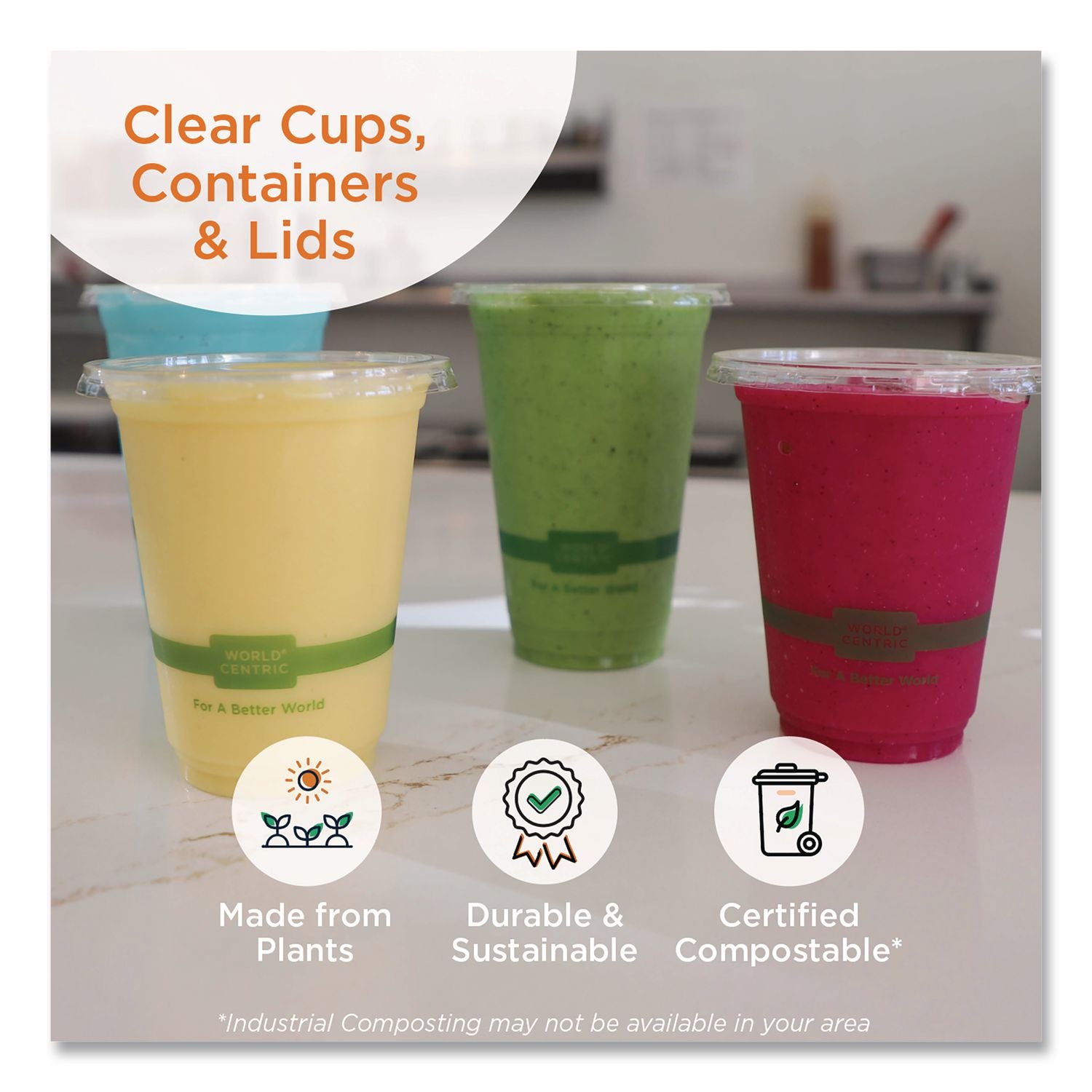 PLA Clear Cold Cups, 7 oz, Clear, 2,000/Carton