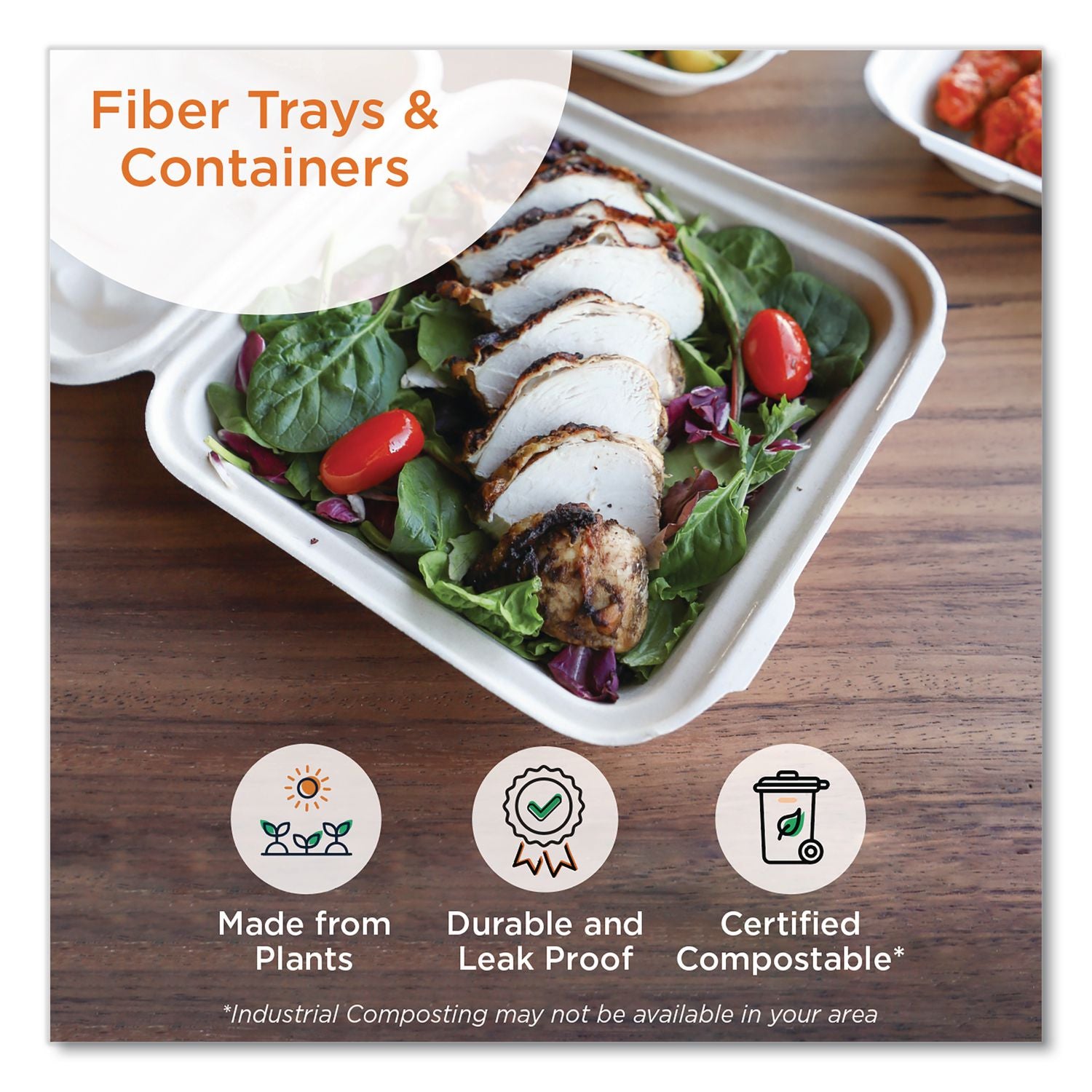 Fiber Trays, 4.8 x 8.3 x 0.7, Natural, Paper, 500/Carton
