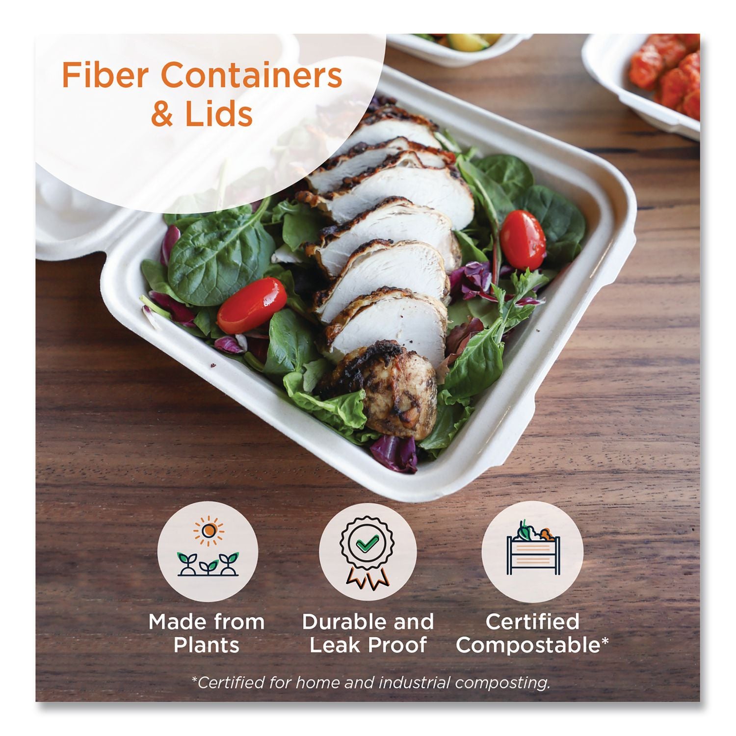 Fiber Lids for Fiber Containers, 8.9 x 6.9 x 0.4, Natural, Paper, 400/Carton