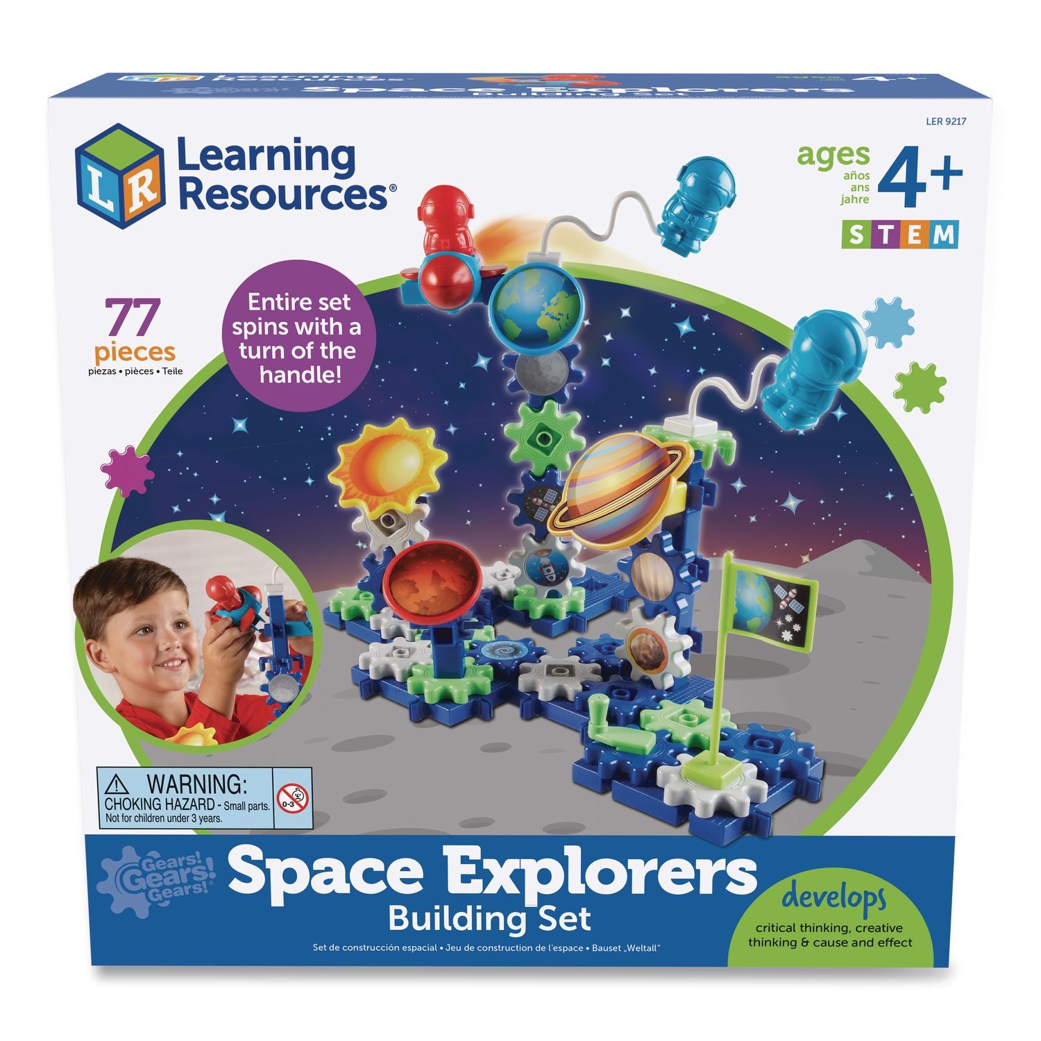 Gears! Gears! Gears! Space Explorers Building Set - Skill Learning: Visual, Counting, Sorting, Matching, Patterning, Problem Solving, Critical Thinking, Sequential Thinking, Cause & Effect, Spatial Relation, Creativity, ... - 4 Year & Up - 77 Pieces