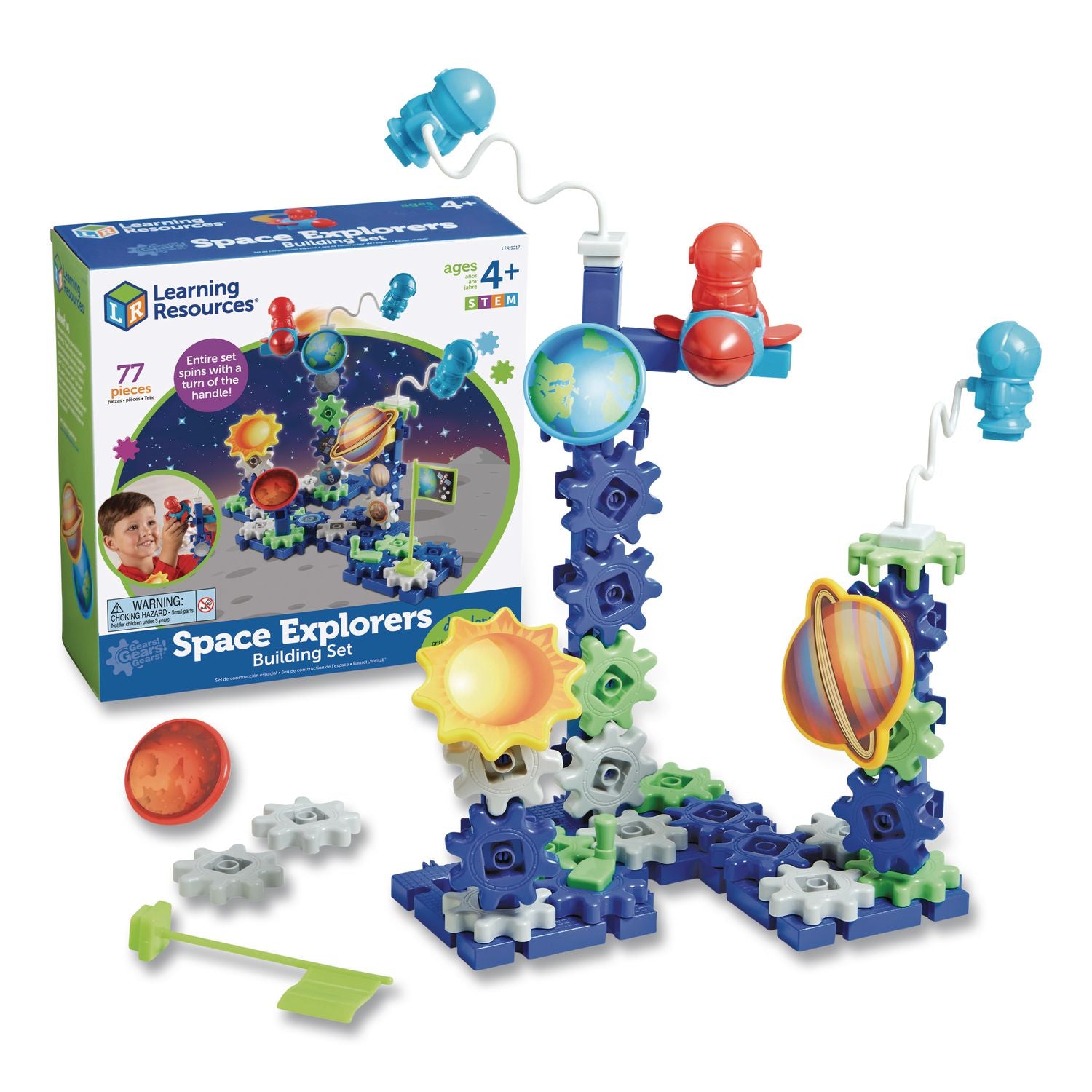 Gears! Gears! Gears! Space Explorers Building Set - Skill Learning: Visual, Counting, Sorting, Matching, Patterning, Problem Solving, Critical Thinking, Sequential Thinking, Cause & Effect, Spatial Relation, Creativity, ... - 4 Year & Up - 77 Pieces