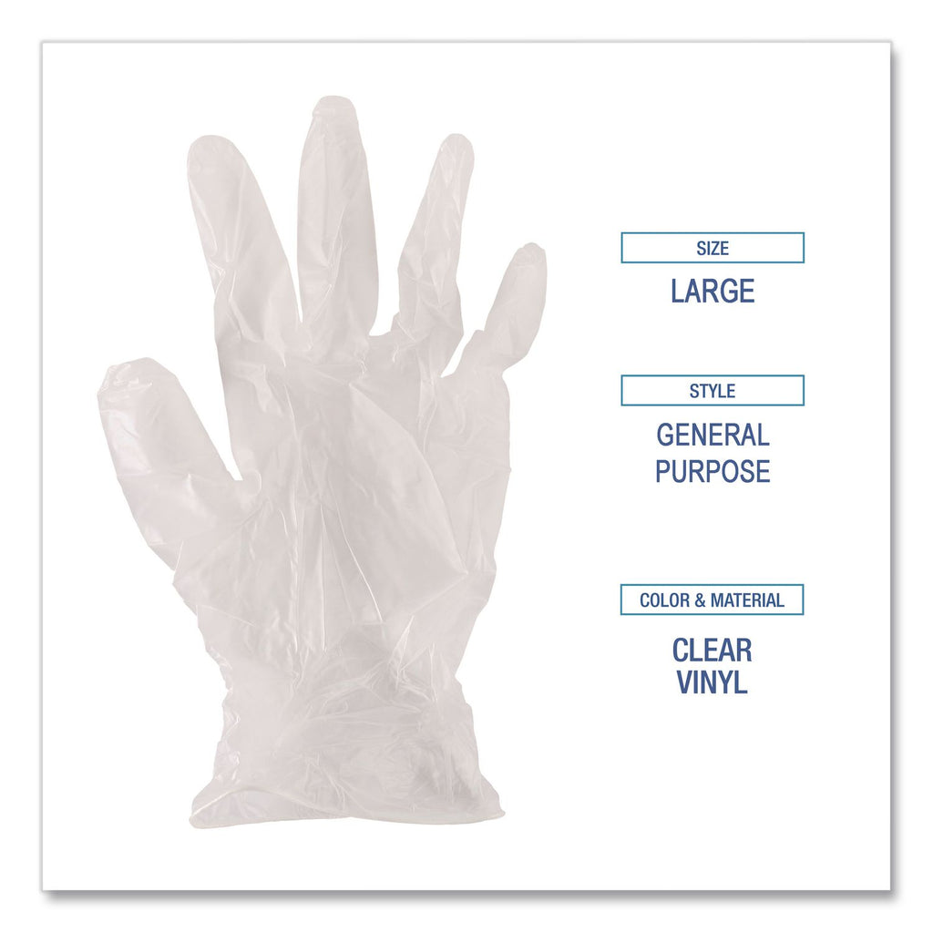 General Purpose Vinyl Gloves, Powder/Latex-Free, 2.6 mil, X-Large, Clear,100/Box