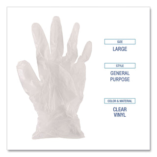 General Purpose Vinyl Gloves, Powder/Latex-Free, 2.6 mil, X-Large, Clear,100/Box