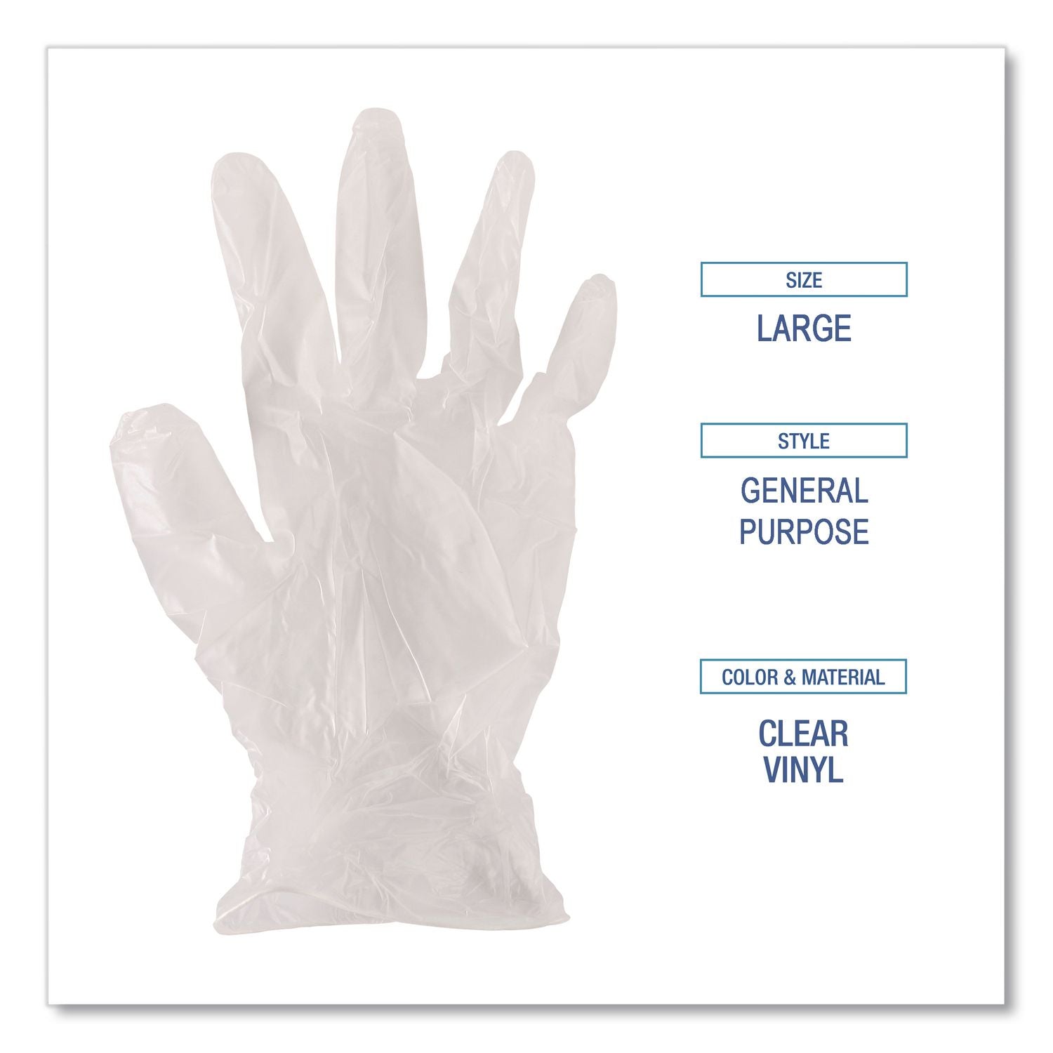 General Purpose Vinyl Gloves, Powder/Latex-Free, 2.6 mil, X-Large, Clear, 100/Box, 10 Boxes/Carton