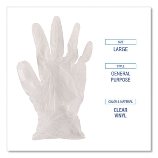 General Purpose Vinyl Gloves, Powder/Latex-Free, 2.6 mil, X-Large, Clear, 100/Box, 10 Boxes/Carton