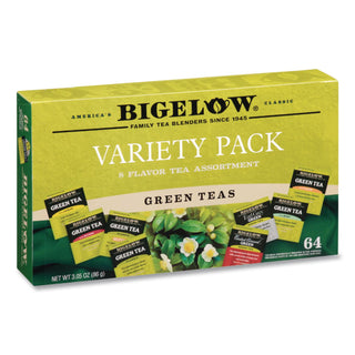 Green Tea Assortment, Tea Bags, 64/Box, 6 Boxes/Carton
