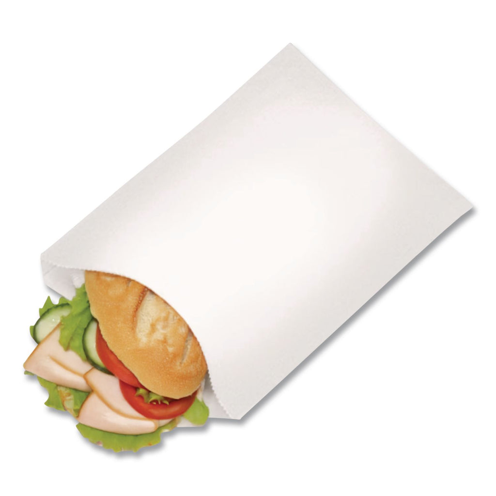 Grease-Resistant Single-Serve Bags, 6" x 7.25", White, 2,000/Carton