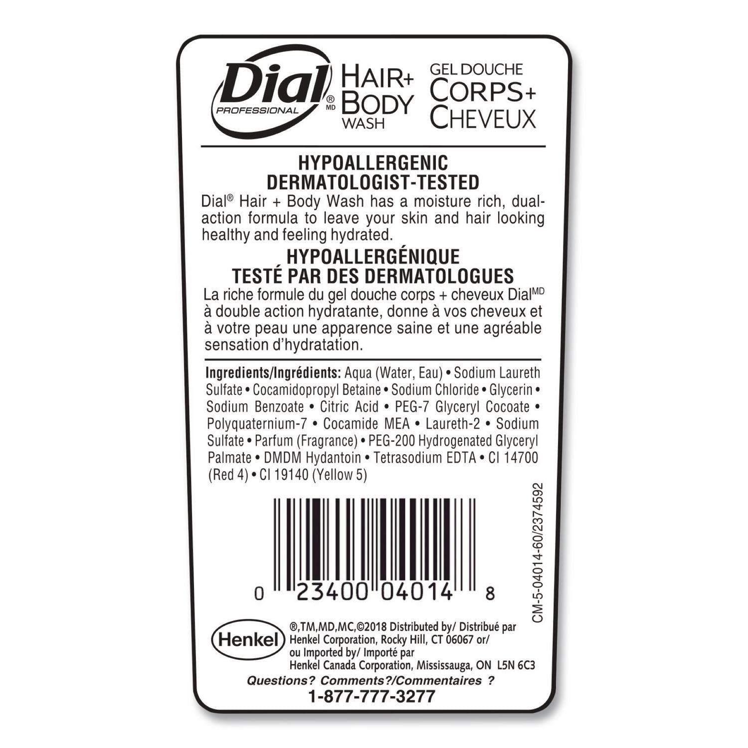 Hair + Body Wash, Neutral Scent, 7.5 oz Flip Cap, 24/Carton