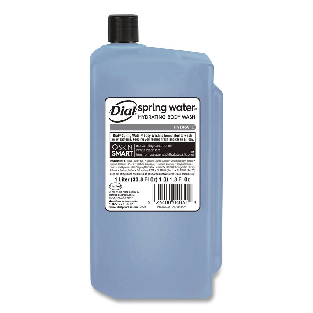 Body Wash Refill for 1 L Liquid Dispenser, Spring Water, 1 L, 8/Carton