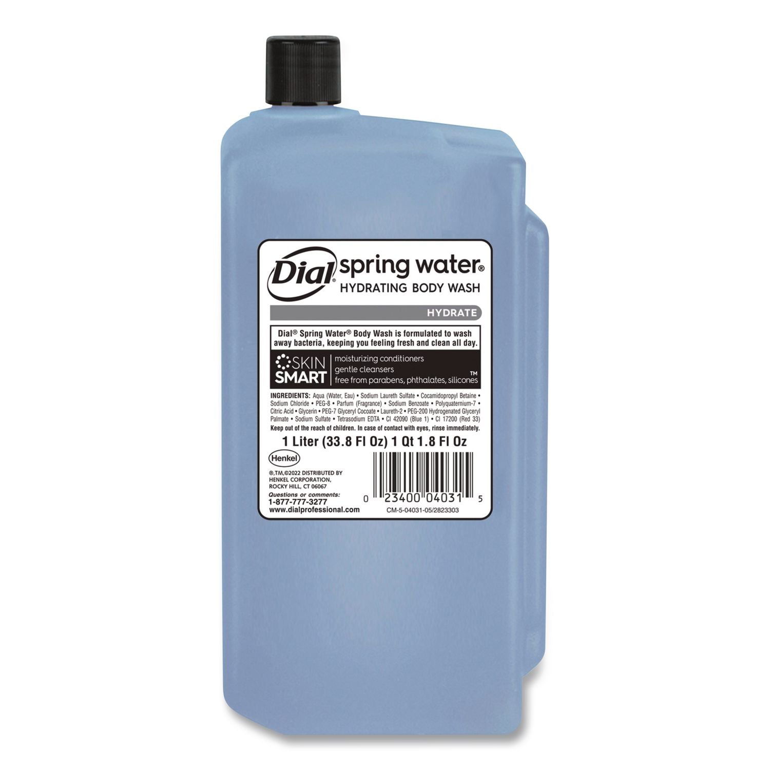 Body Wash Refill for 1 L Liquid Dispenser, Spring Water, 1 L, 8/Carton
