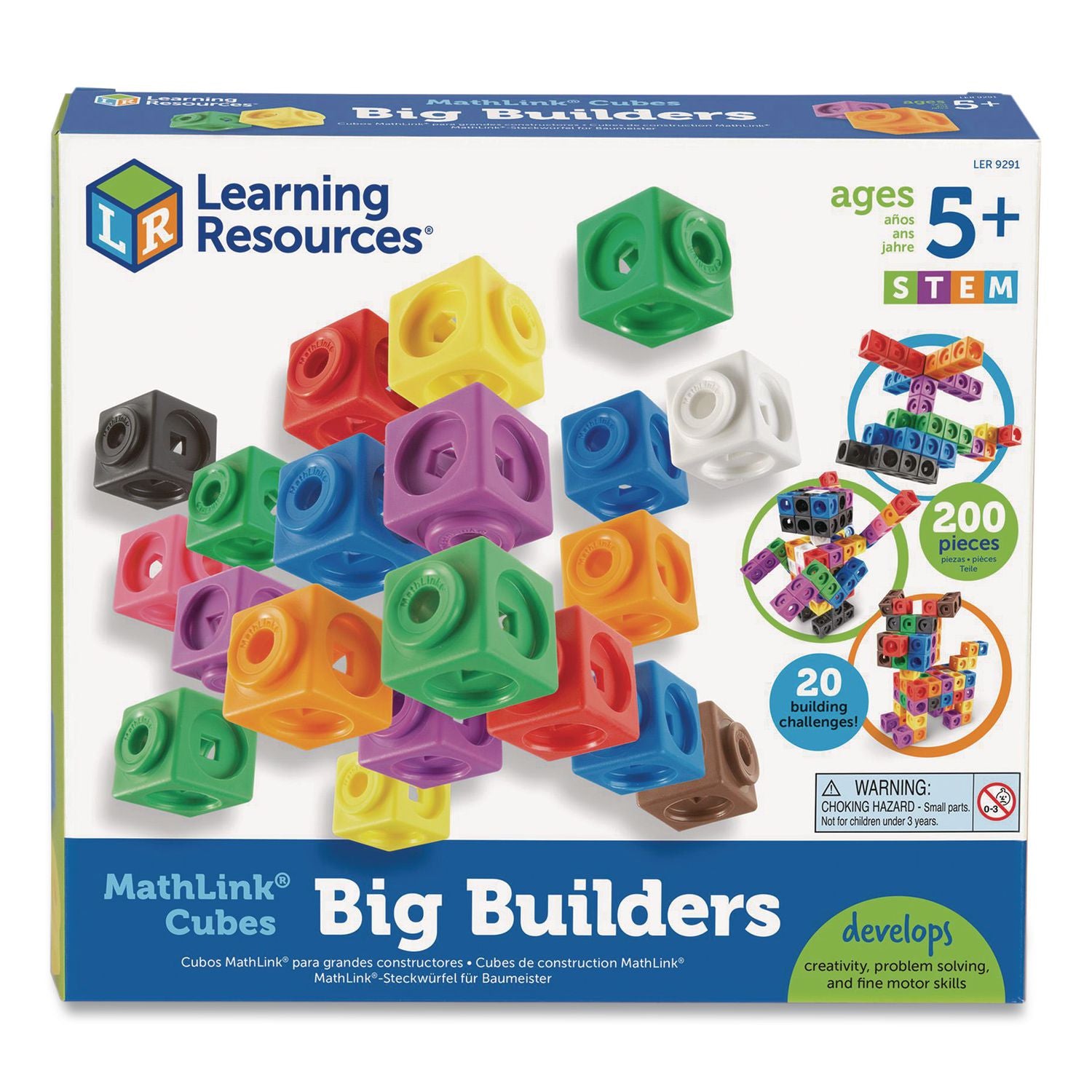 Learning Resources MathLink Cubes Big Builders - Skill Learning: Imagination, Building, STEM, Creativity, Mathematics - 5-9 Year - Multi