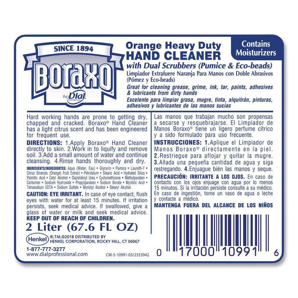 Orange Heavy Duty Hand Cleaner, 2 L Refill Bag, 4/Carton
