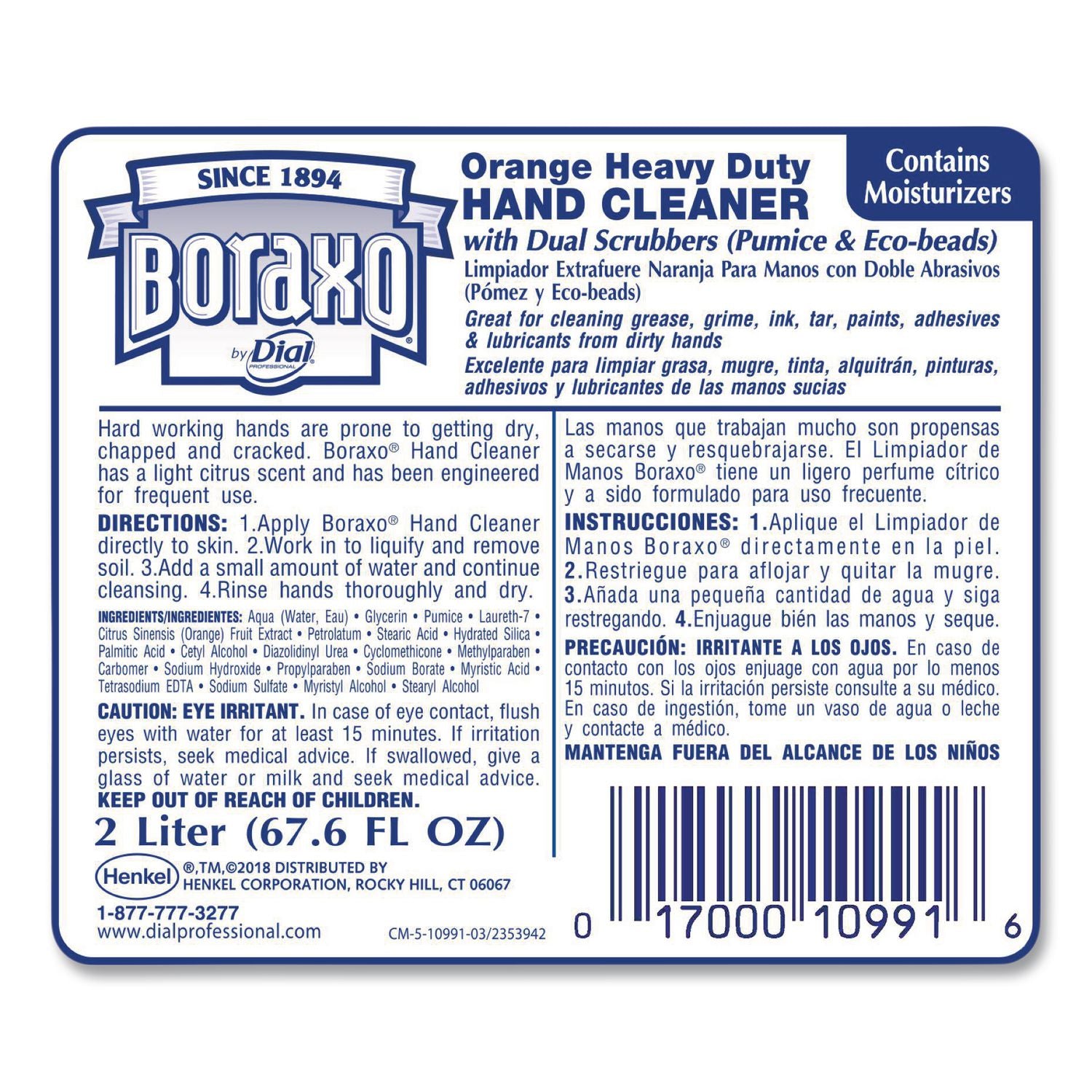 Orange Heavy Duty Hand Cleaner, 2 L Refill Bag, 4/Carton