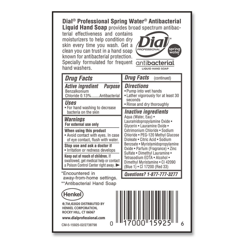 Antibacterial Liquid Hand Soap, Spring Water, 1 gal
