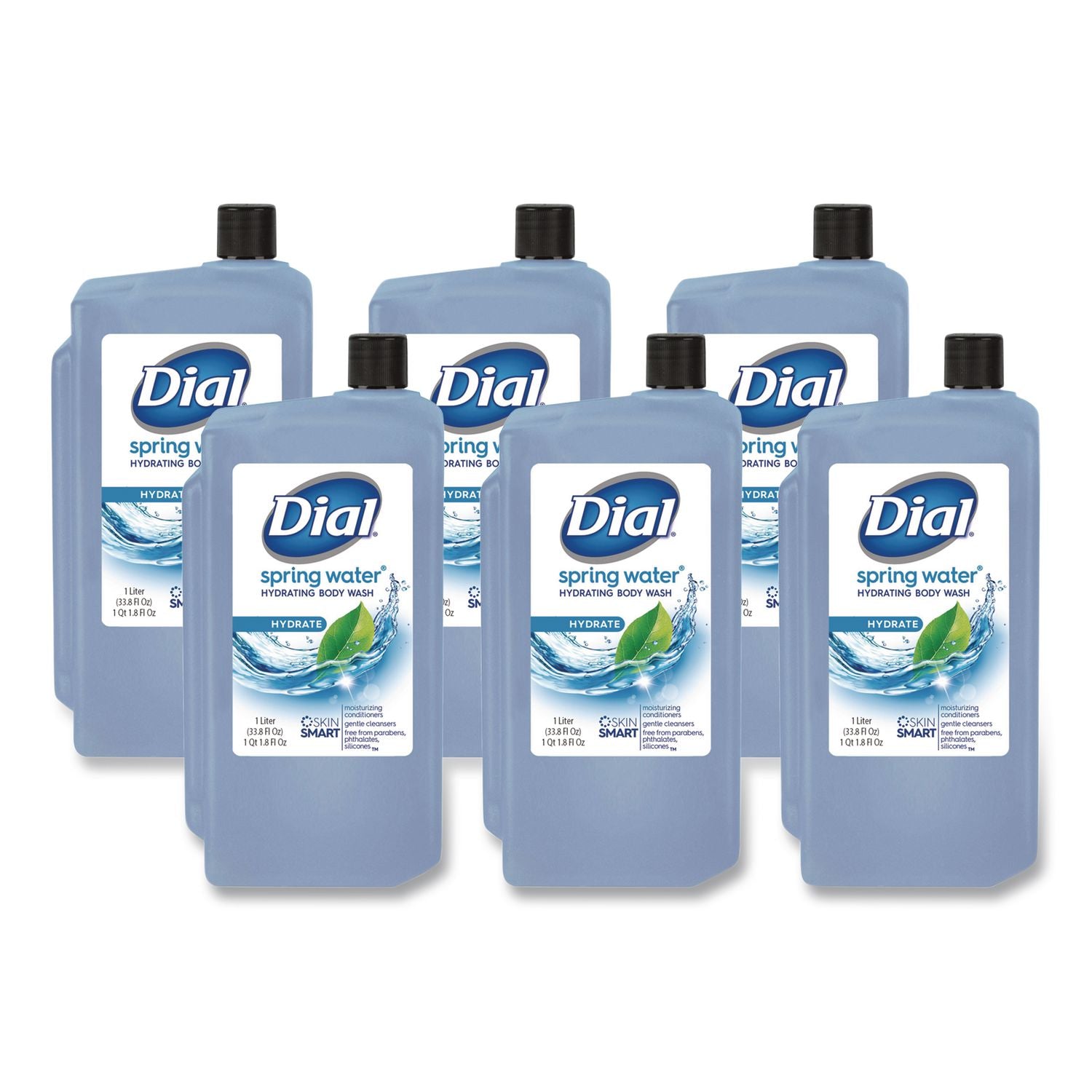 Body Wash Refill for 1 L Liquid Dispenser, Spring Water, 1 L, 8/Carton