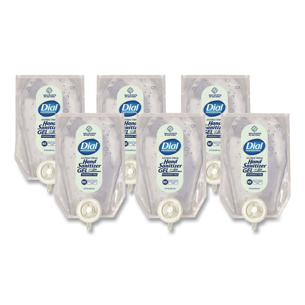 Antibacterial Gel Hand Sanitizer Refill for Versa Dispenser, Fragrance-Free, 15 oz, 6/Carton