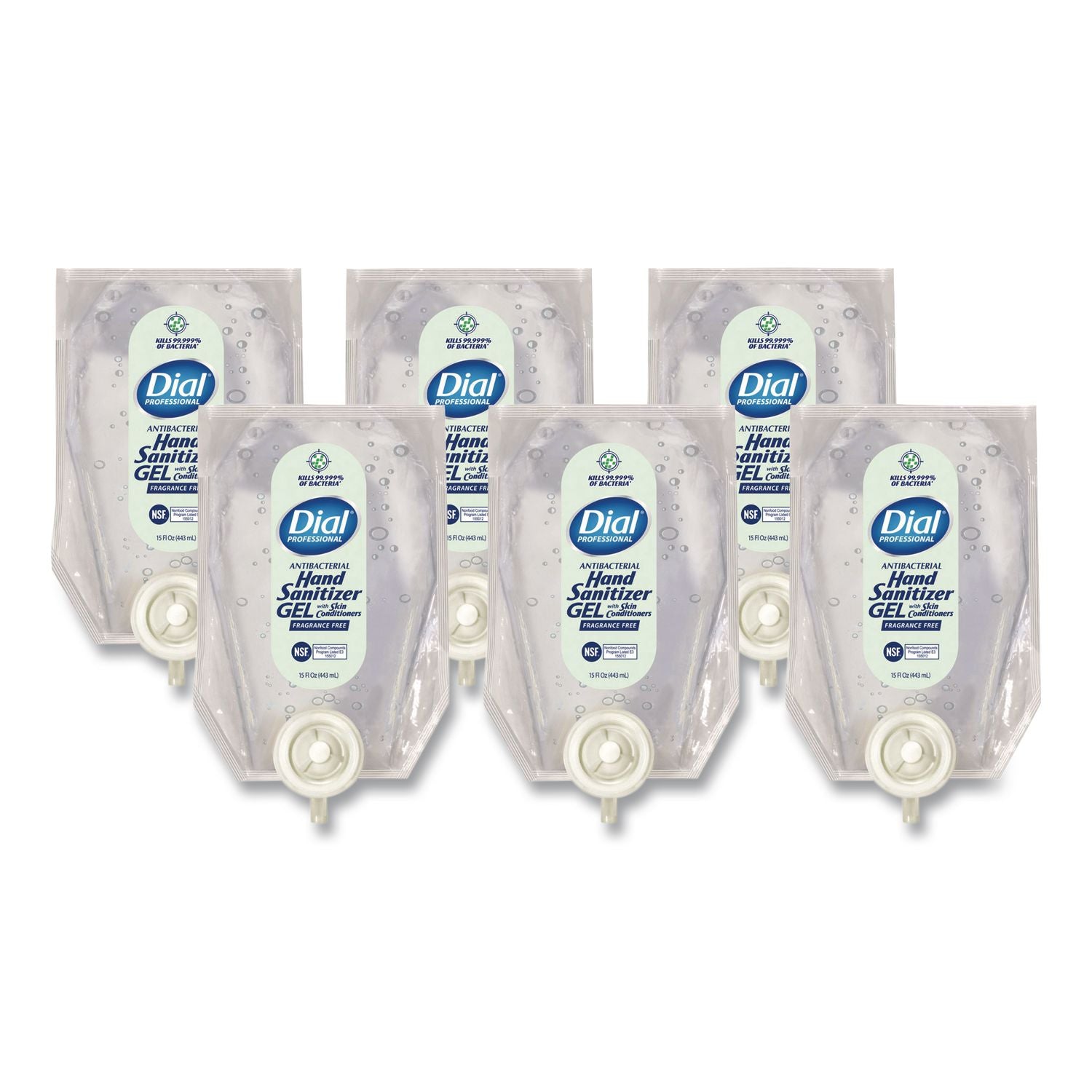 Antibacterial Gel Hand Sanitizer Refill for Versa Dispenser, Fragrance-Free, 15 oz, 6/Carton