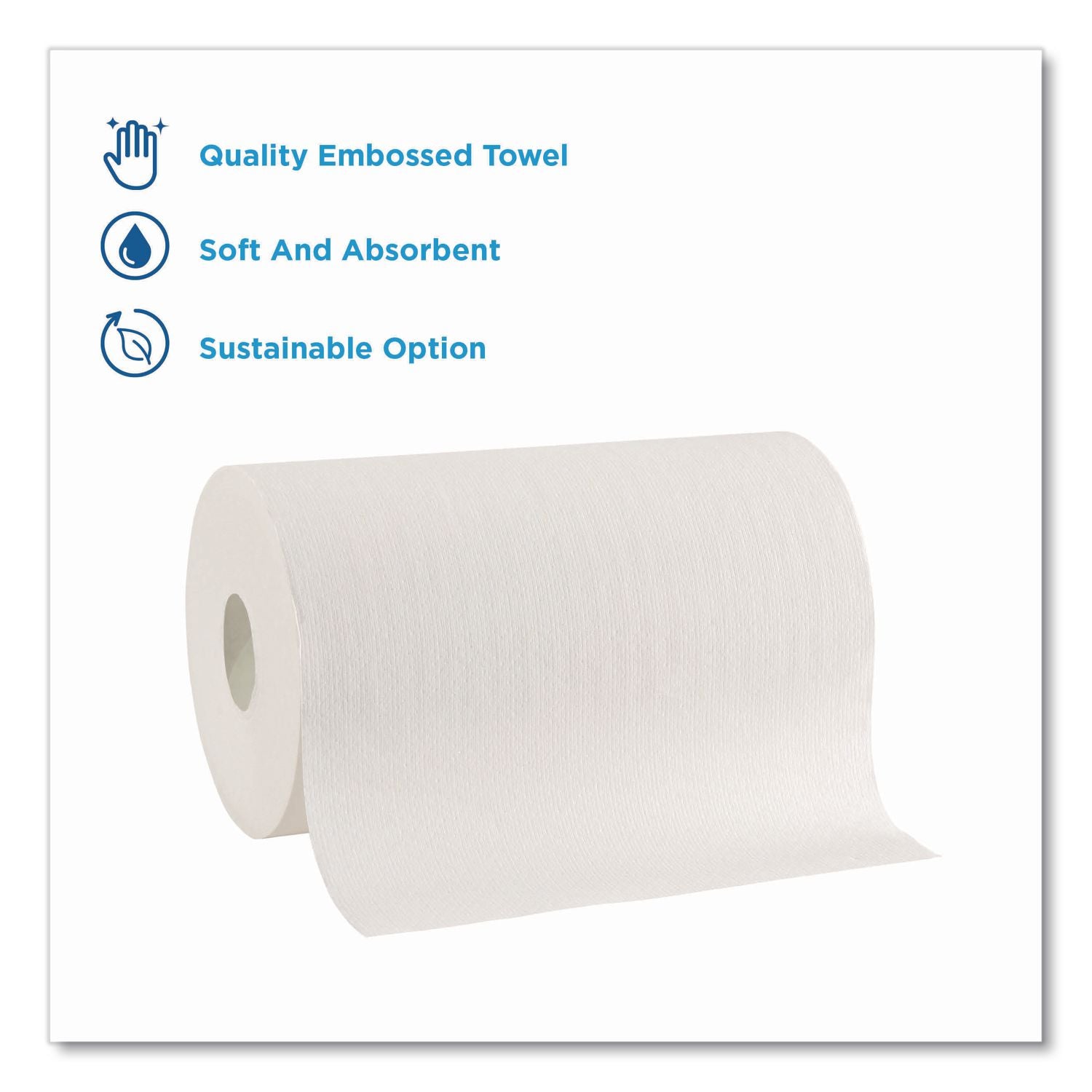 Hardwound Paper Towel Roll, Nonperforated, 1-Ply, 9" x 400 ft, White, 6 Rolls/Carton