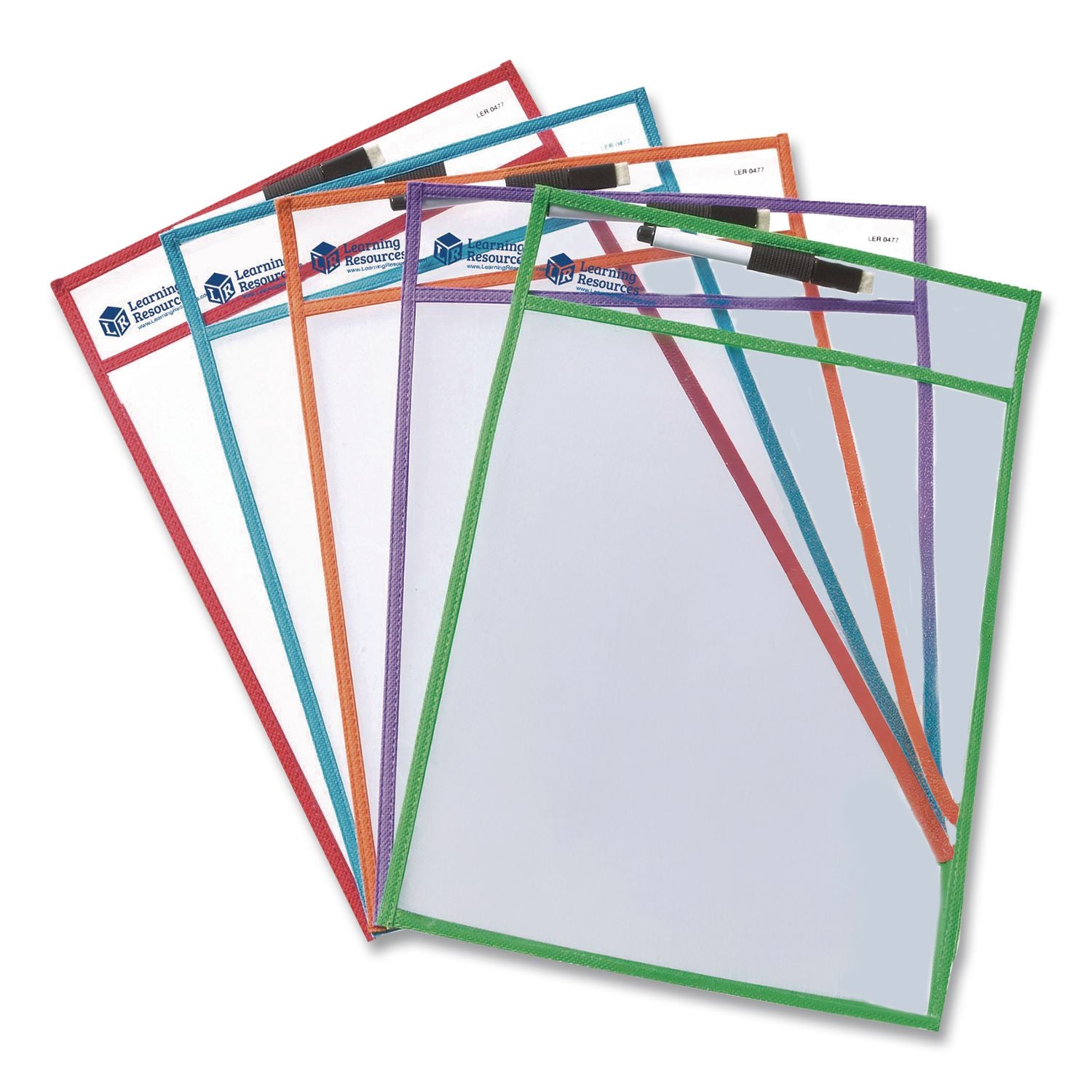 Learning Resources Write-and-wipe Pockets - White Surface - Portable - Reusable - 5 / Set