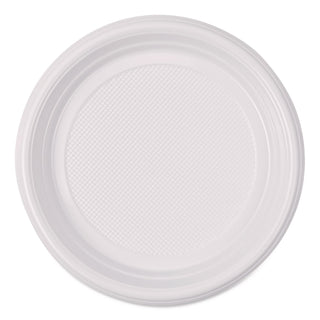 Hi-Impact Plastic Dinnerware, Plate, 6" dia, White, 1,000/Carton