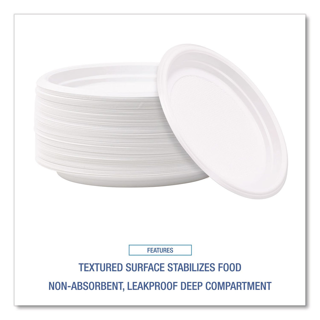 Hi-Impact Plastic Dinnerware, Plate, 6" dia, White, 1,000/Carton