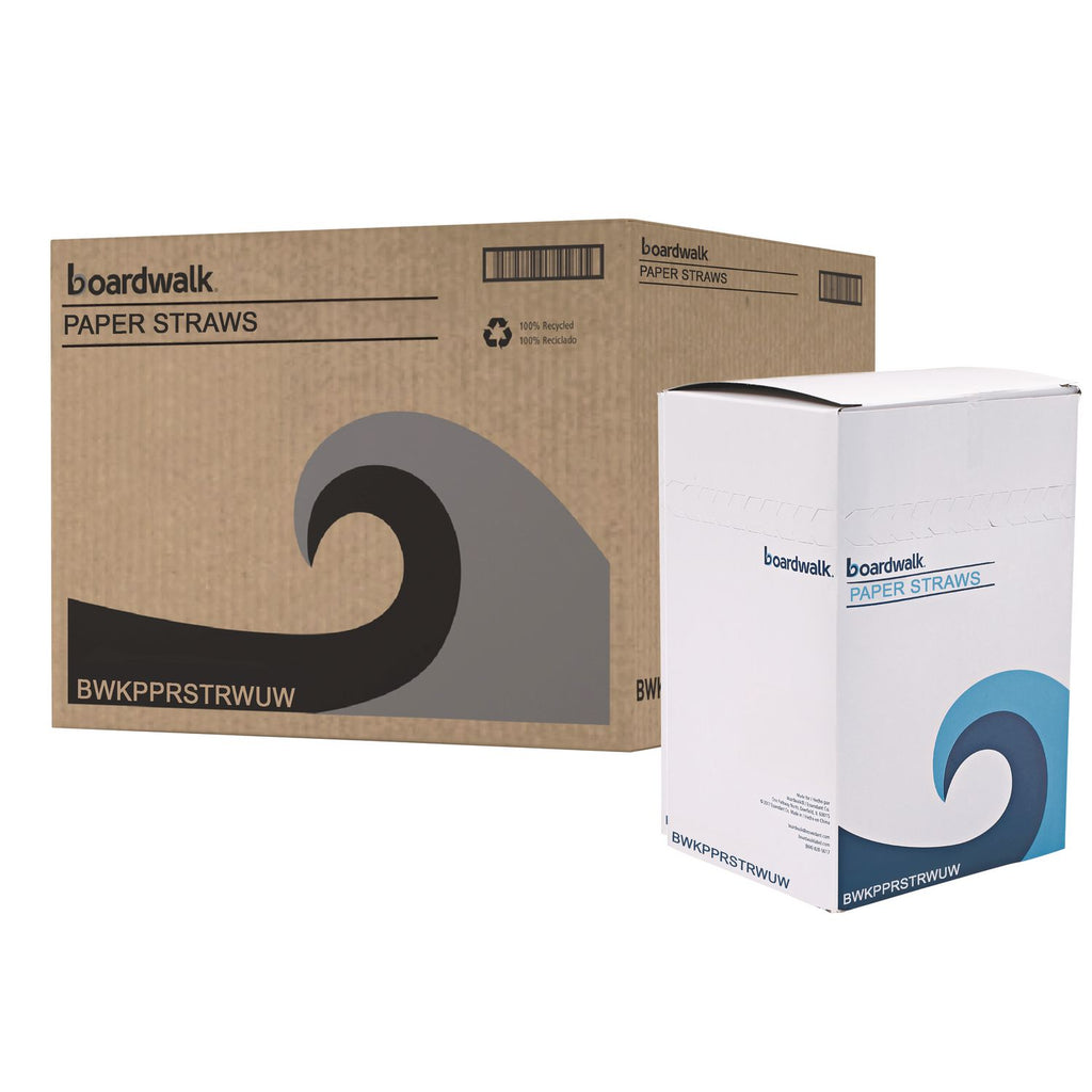 Unwrapped Paper Straws, 7.75" x 0.25" White, 4,800 Straws/Carton
