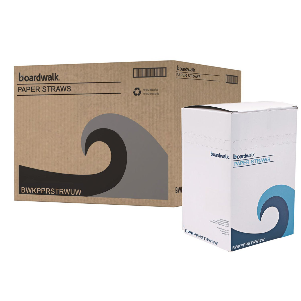 Unwrapped Paper Straws, 7.75" x 0.25" White, 4,800 Straws/Carton