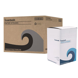 Unwrapped Paper Straws, 7.75" x 0.25" White, 4,800 Straws/Carton