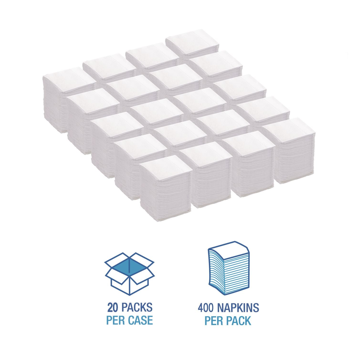 Low-Fold Dispenser Napkins, 1-Ply, 7 x 12, White, 400/Pack, 20 Packs//Carton