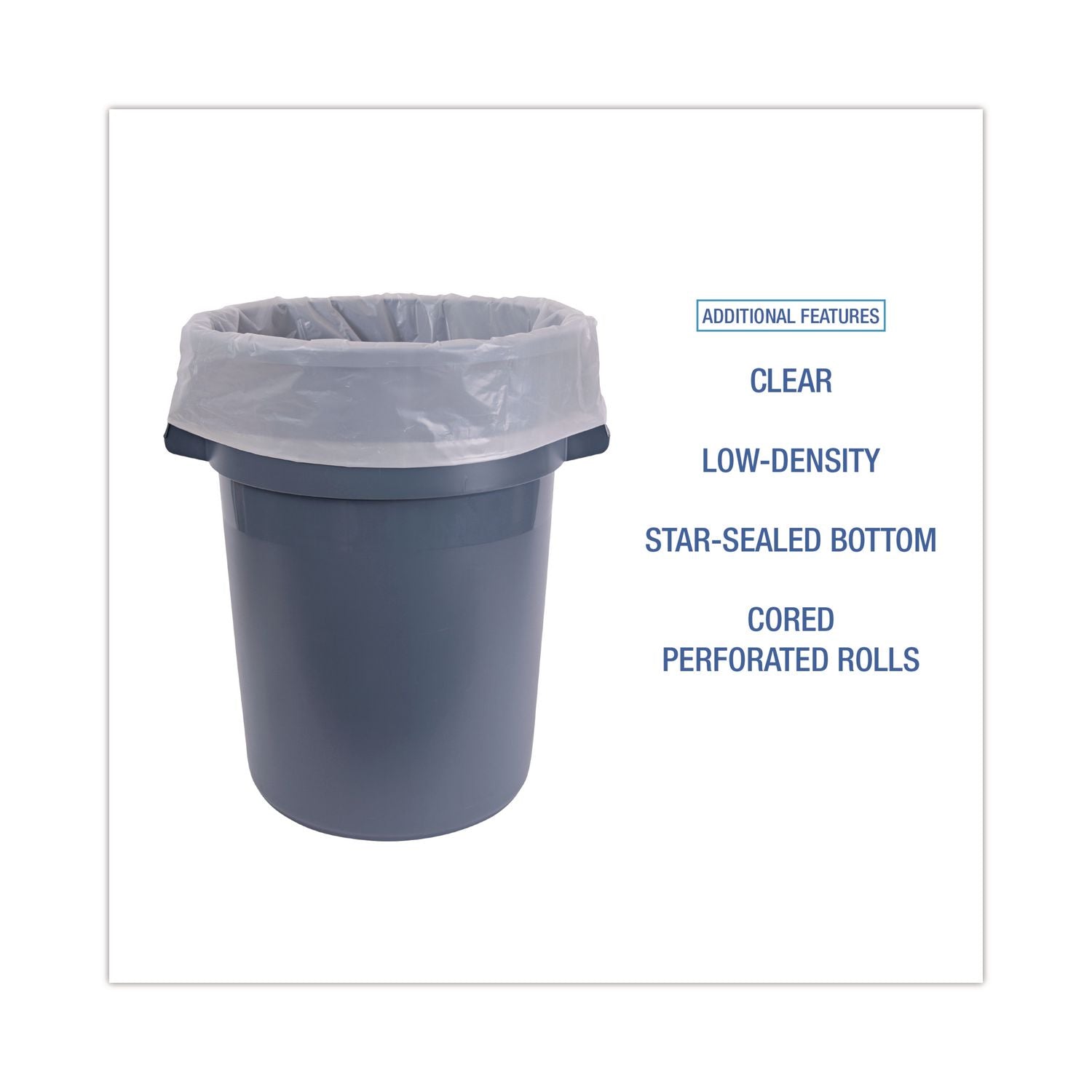 Industrial Drum Liners Rolls, 60 gal, 2.5 mil, 38 x 65, Clear, 1 Roll 50 Bags