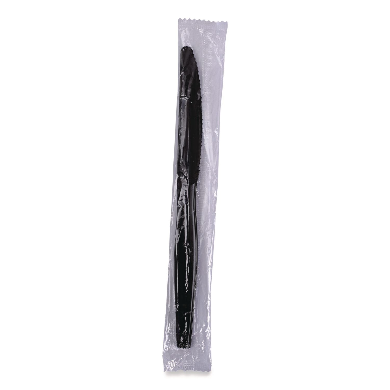 Heavyweight Wrapped Polypropylene Cutlery, Knife, Black, 1,000/Carton