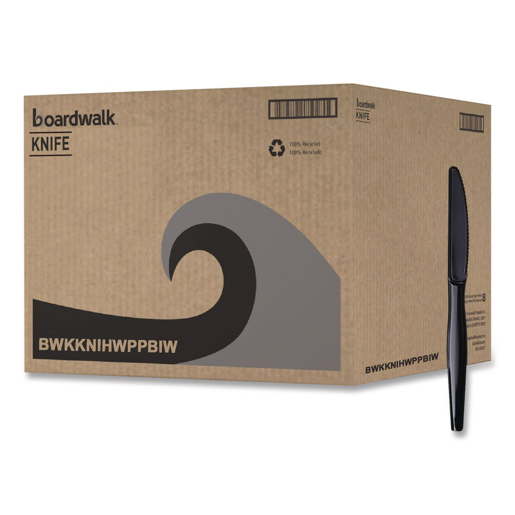 Heavyweight Wrapped Polypropylene Cutlery, Knife, Black, 1,000/Carton